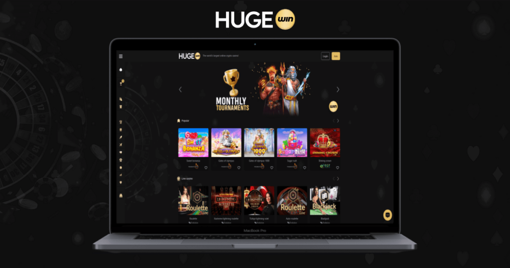 Hugewin Casino app - computer version.